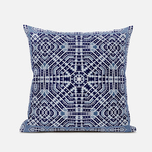 16” Indigo Blue Geostar Zippered Suede Throw Pillow