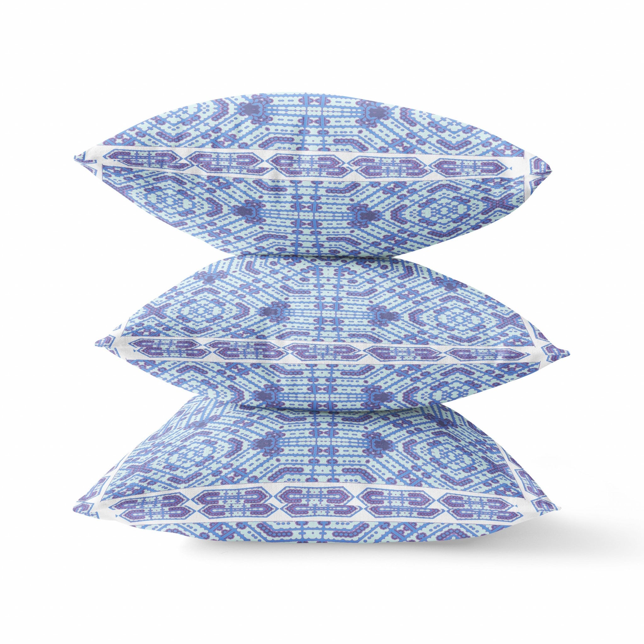 18” Cyan Blue Geostar Zippered Suede Throw Pillow