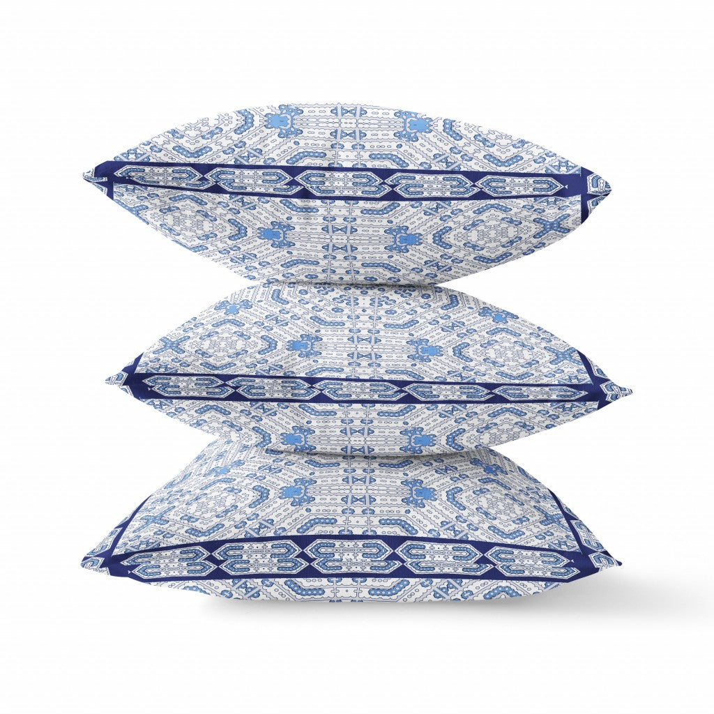 16” Blue Gray Geostar Zippered Suede Throw Pillow