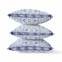 16” Blue Gray Geostar Zippered Suede Throw Pillow