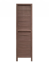 Stylish Three Panel Washed Brown Shutter Divider Screen
