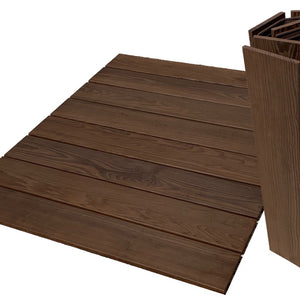 Rustic Dark Brown Roll Out Indoor Outdoor Wood Floor Mat