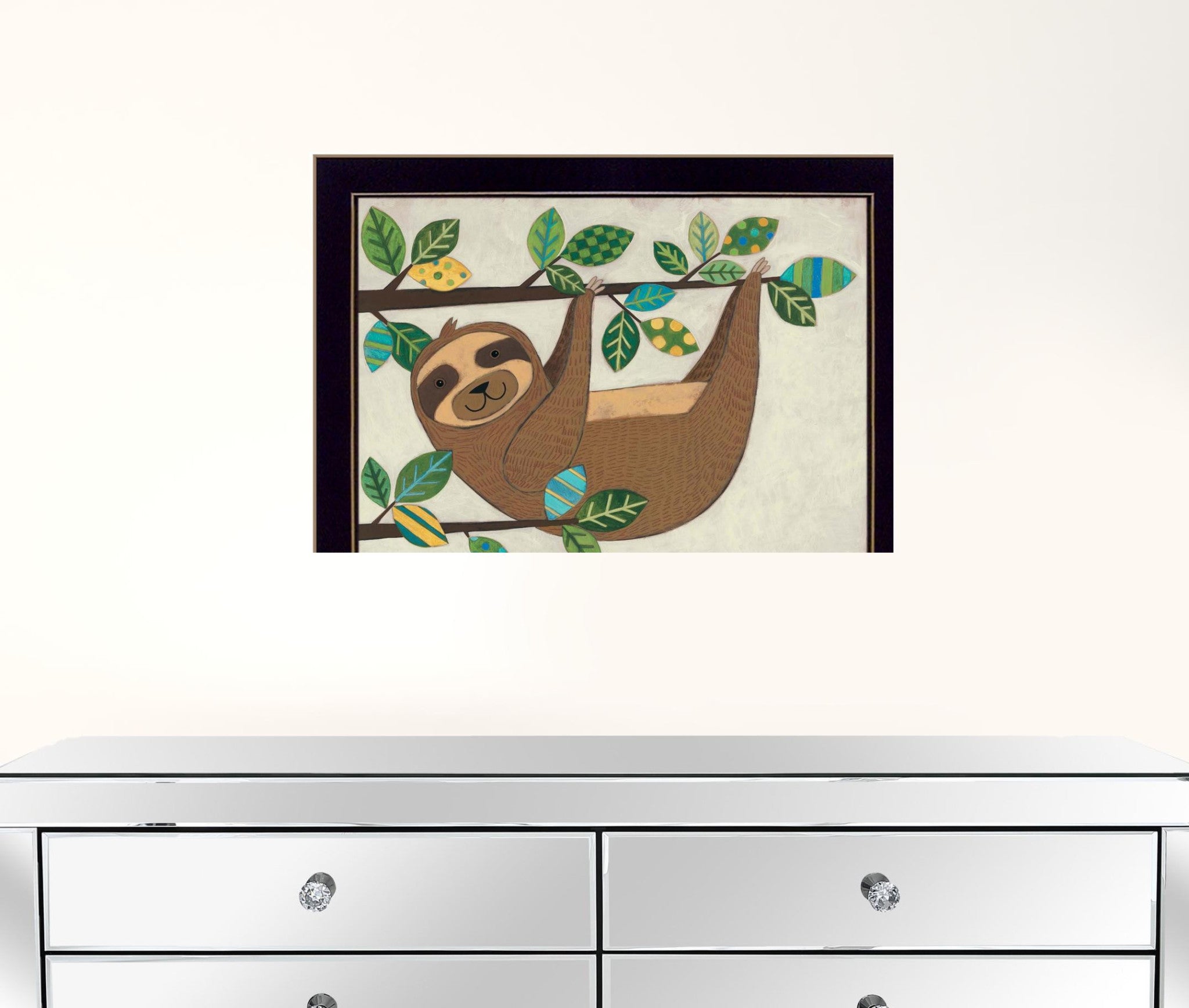 Hanging Sloth I 1 Black Framed Print Wall Art