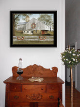 American Star Quilt Block Barn 4 Black Framed Print Wall Art