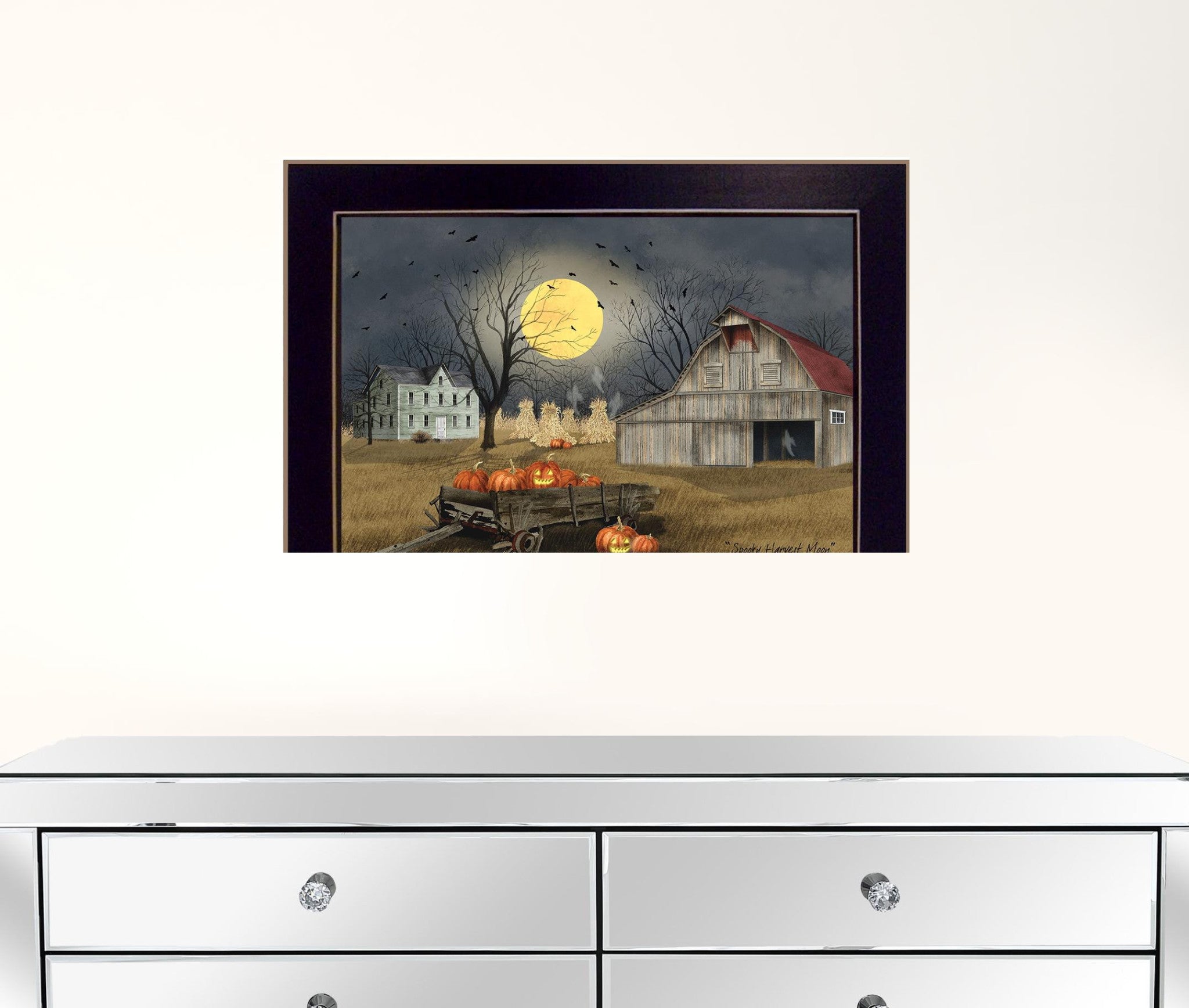 Spooky Harvest Moon 1 Black Framed Print Wall Art