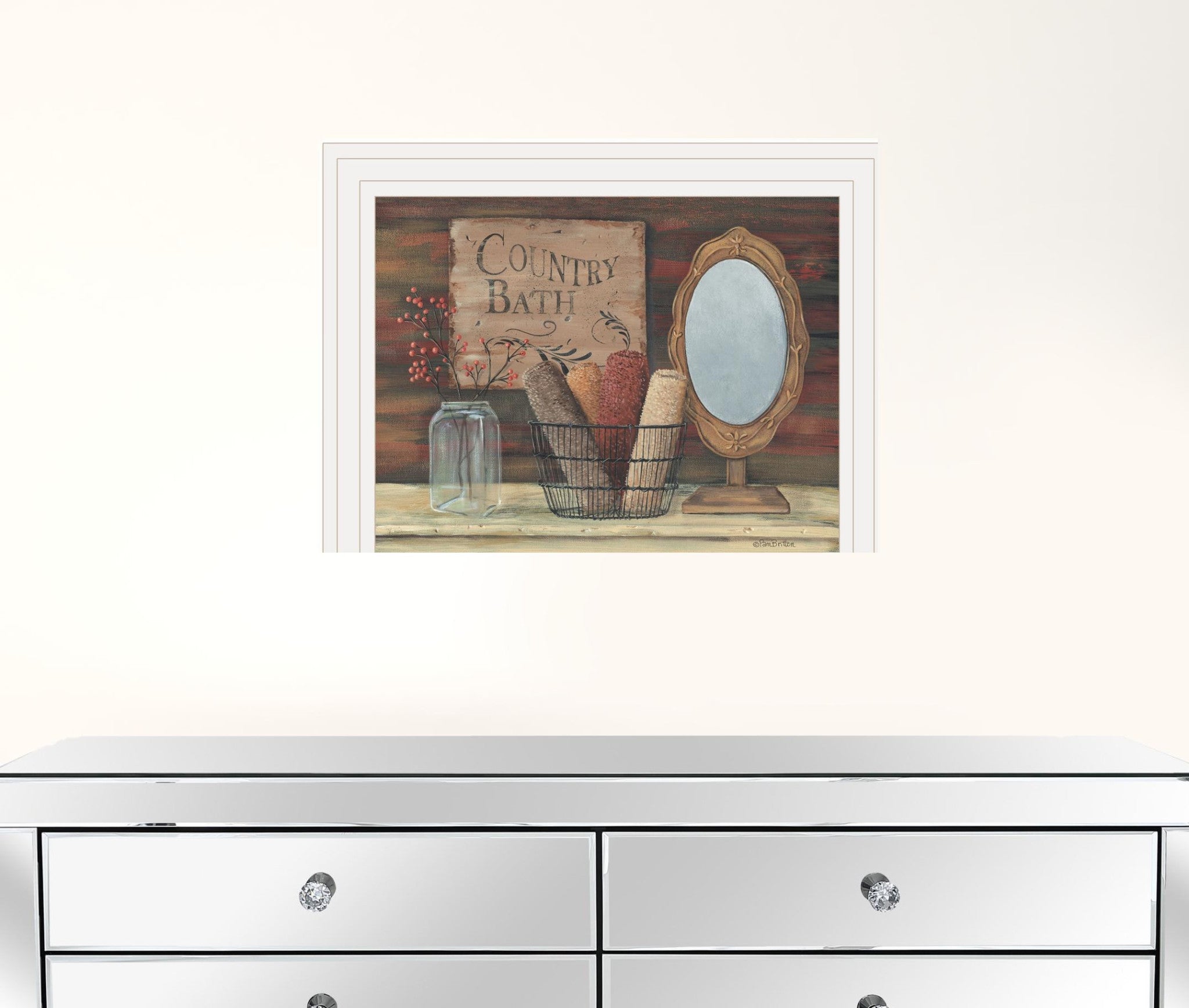 Country Bath 6 White Framed Print Wall Art