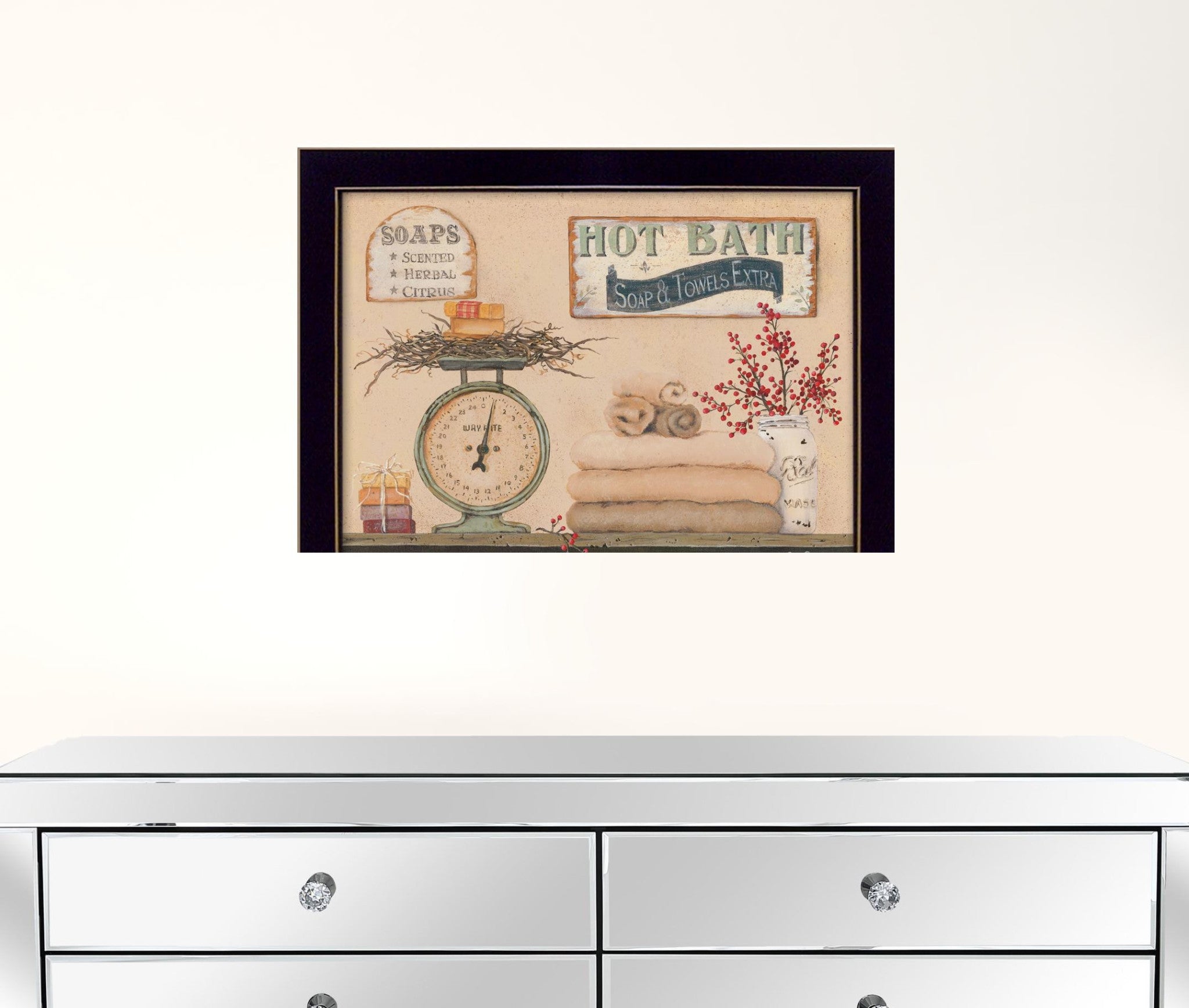 Hot Bath 9 Black Framed Print Bathroom Wall Art