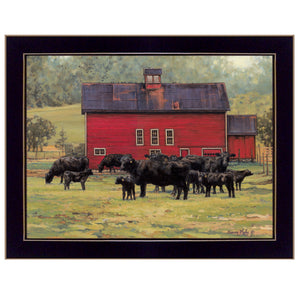 By The Red Barn Black Framed Print Wall Art