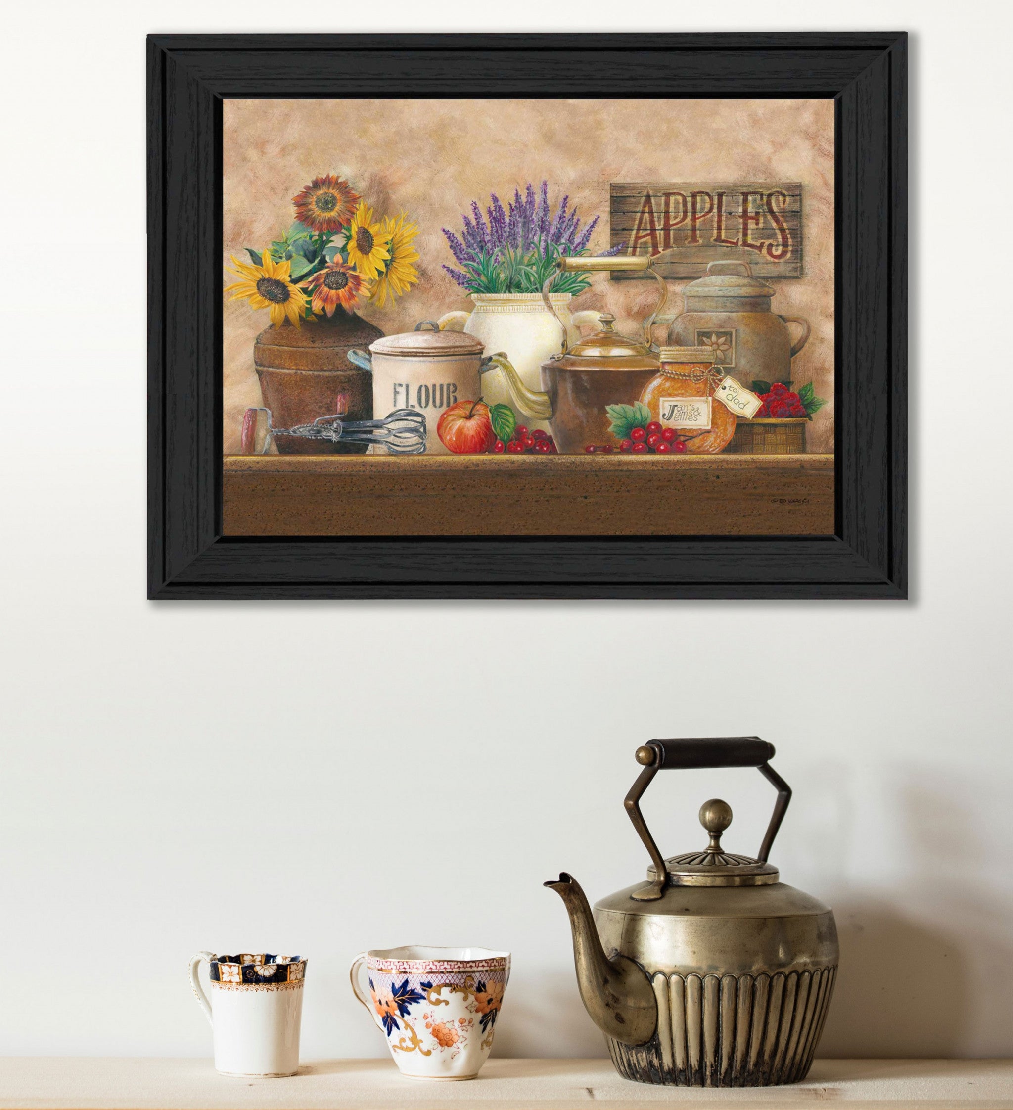 Antique Kitchen Black Framed Print Wall Art