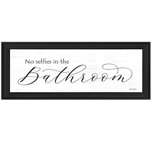 No Selfies In The Bathroom 2 Black Framed Print Wall Art