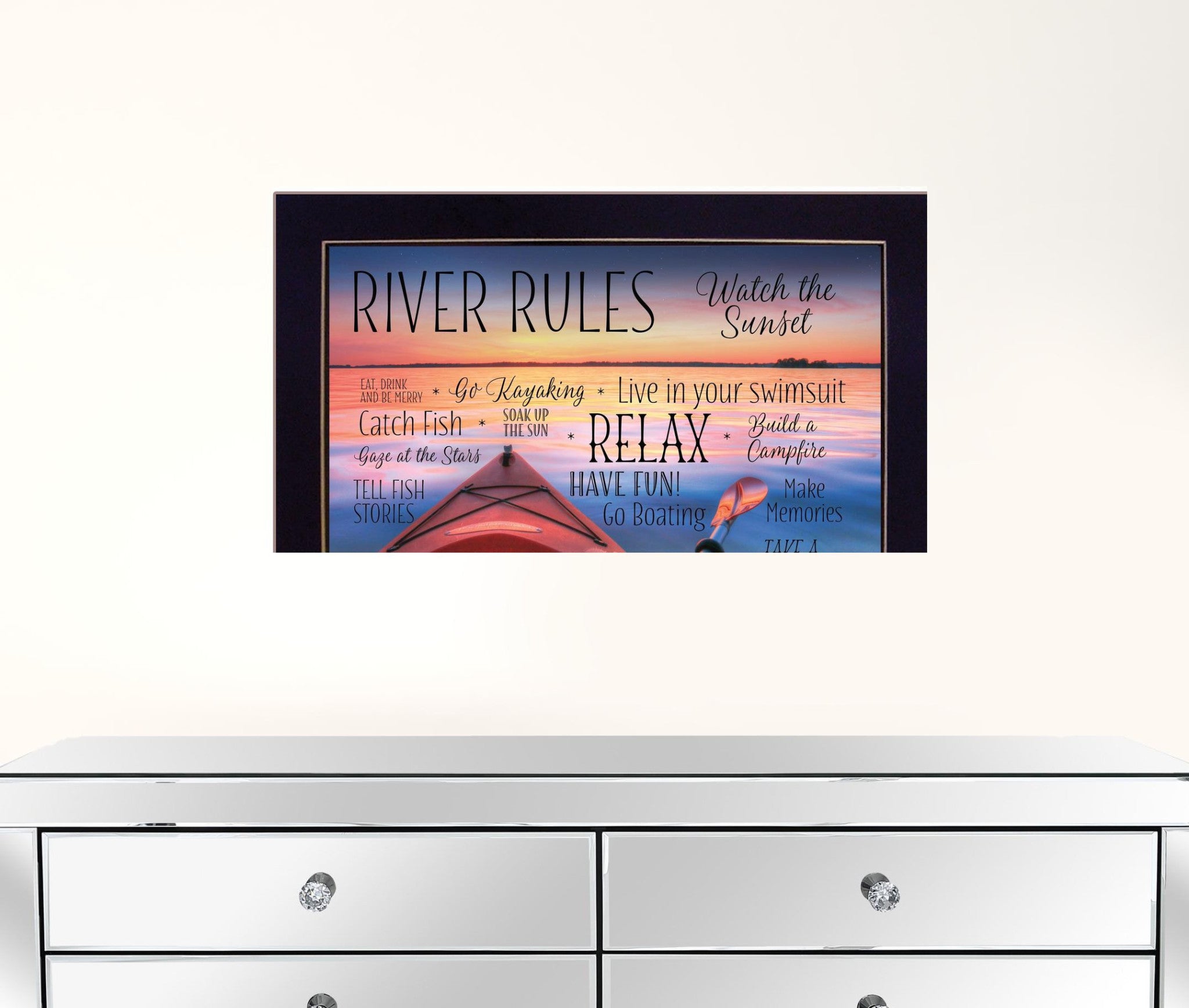 River Rules 1 Black Framed Print Wall Art