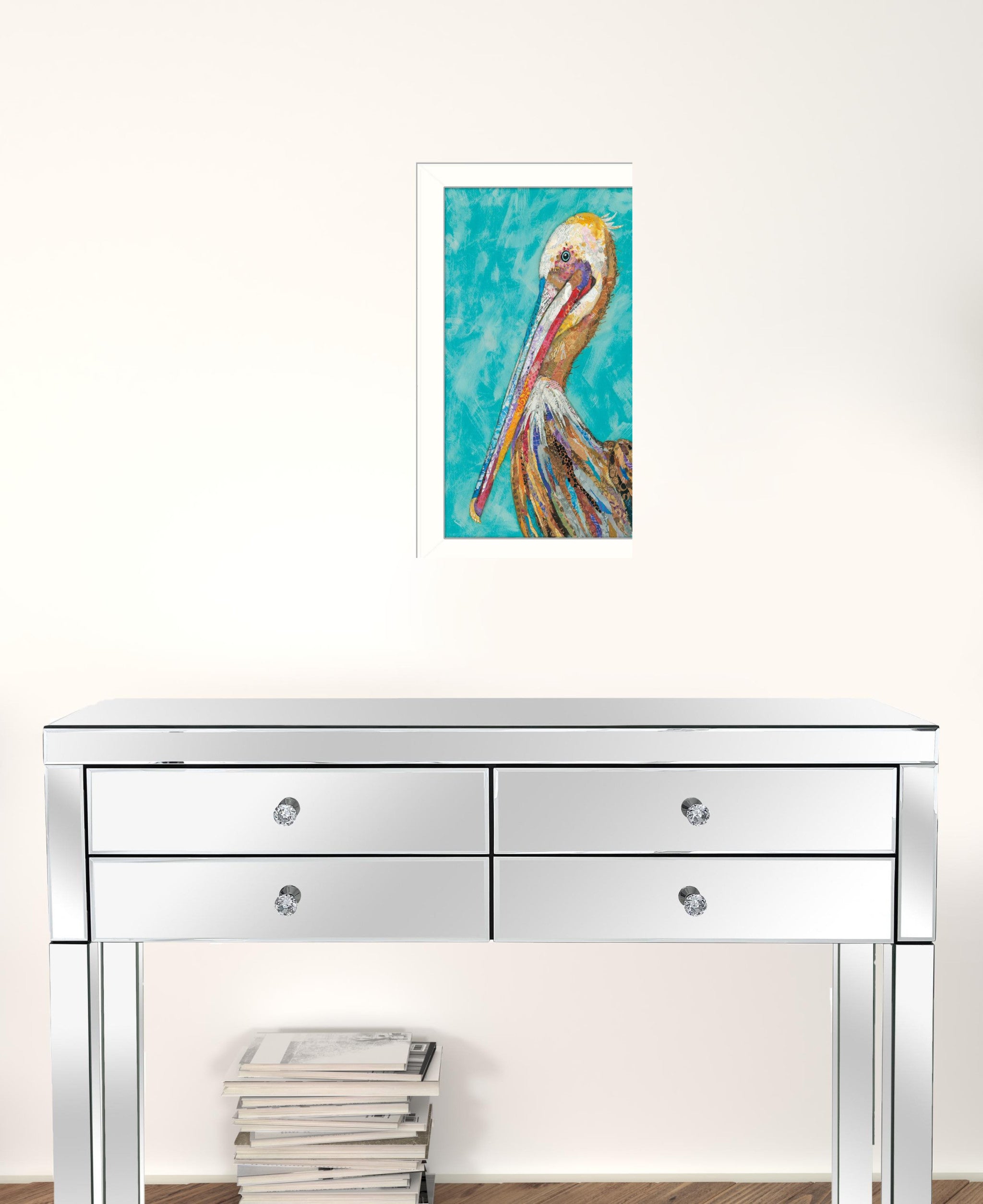 Pelican II White Framed Print Wall Art