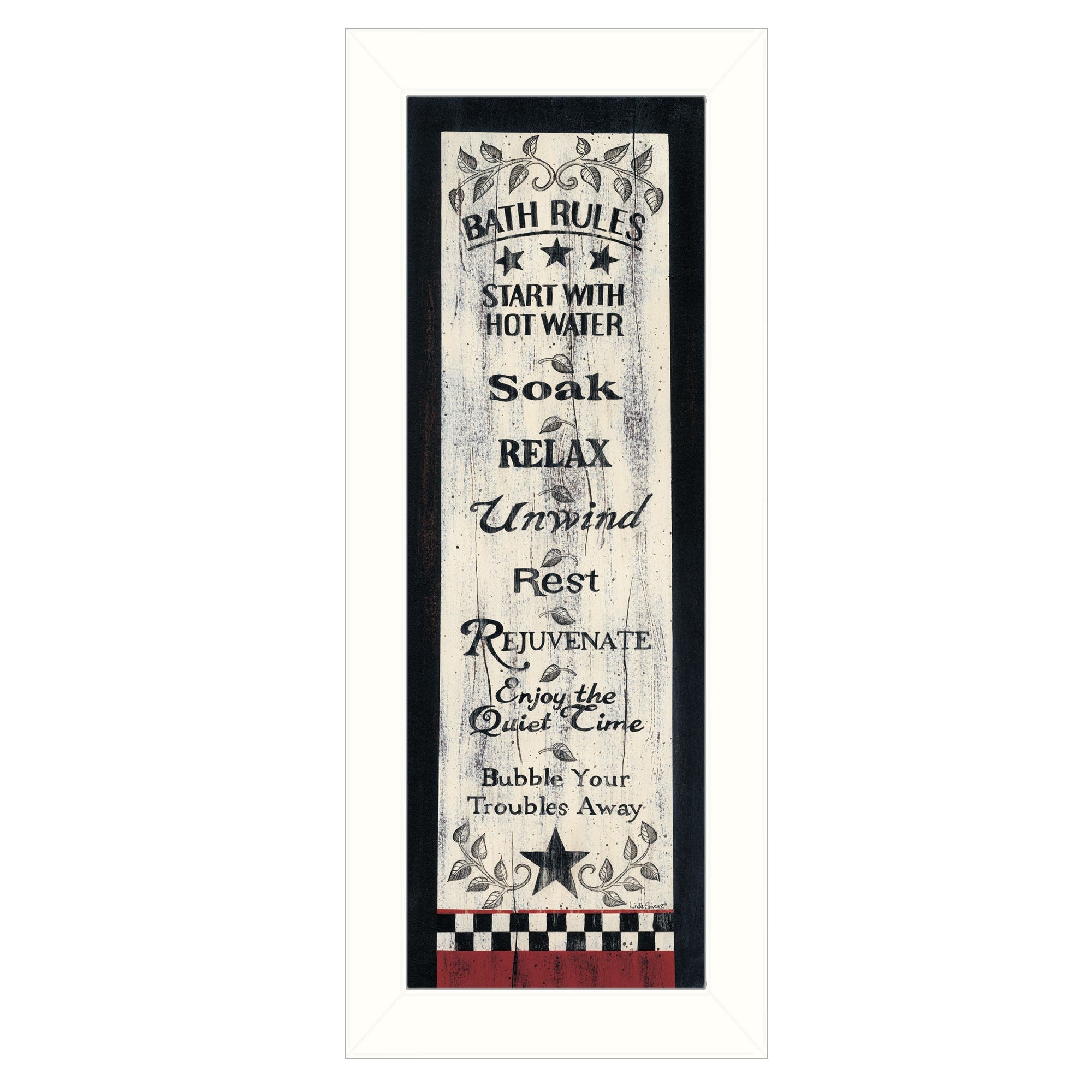 Bath Rules 7 White Framed Print Wall Art