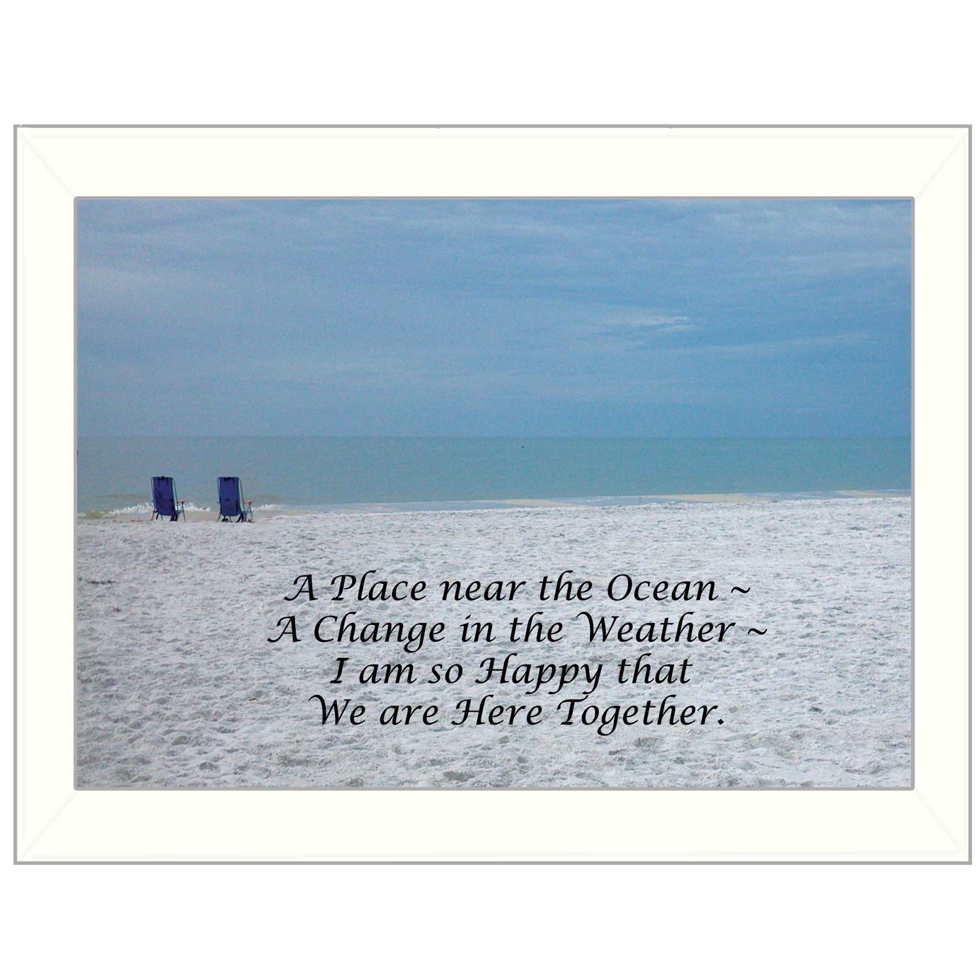 A Place Near The Ocean White Framed Print Wall Art