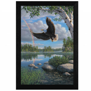 On Eagles Wings 1 Black Framed Print Wall Art
