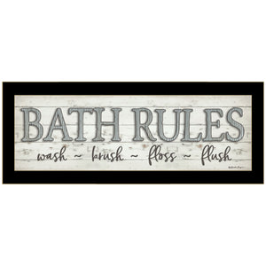 Bath Rules 3 Black Framed Print Wall Art