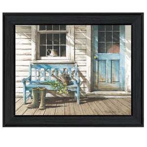 Cheerful Chores Black Framed Print Wall Art