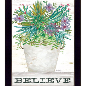 Believe Colorful Succulents Black Framed Print Wall Art