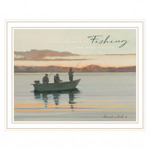 Fishing 2 White Framed Print Wall Art