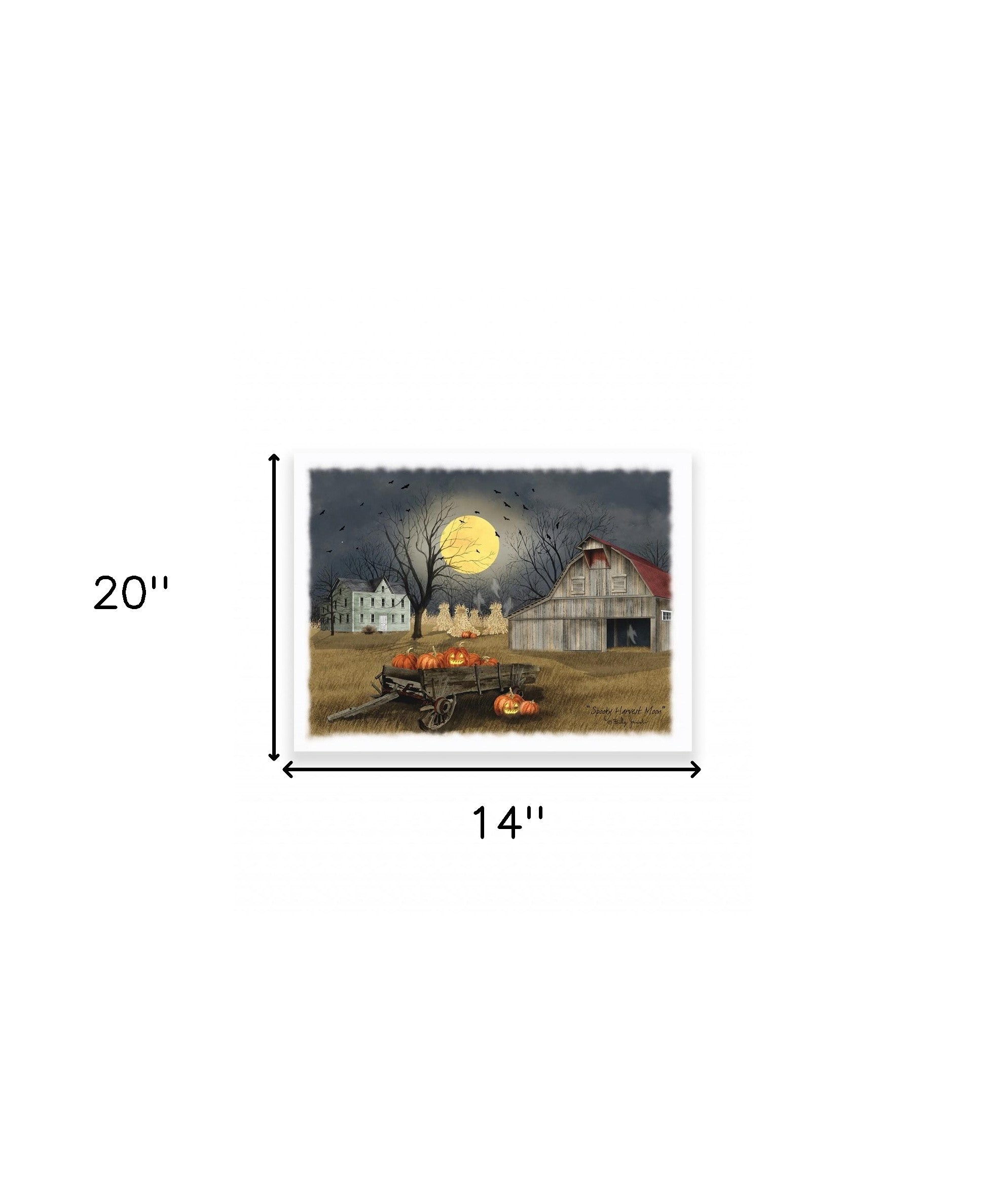 Spooky Harvest Moon 5 White Wrapped Canvas Print Wall Art
