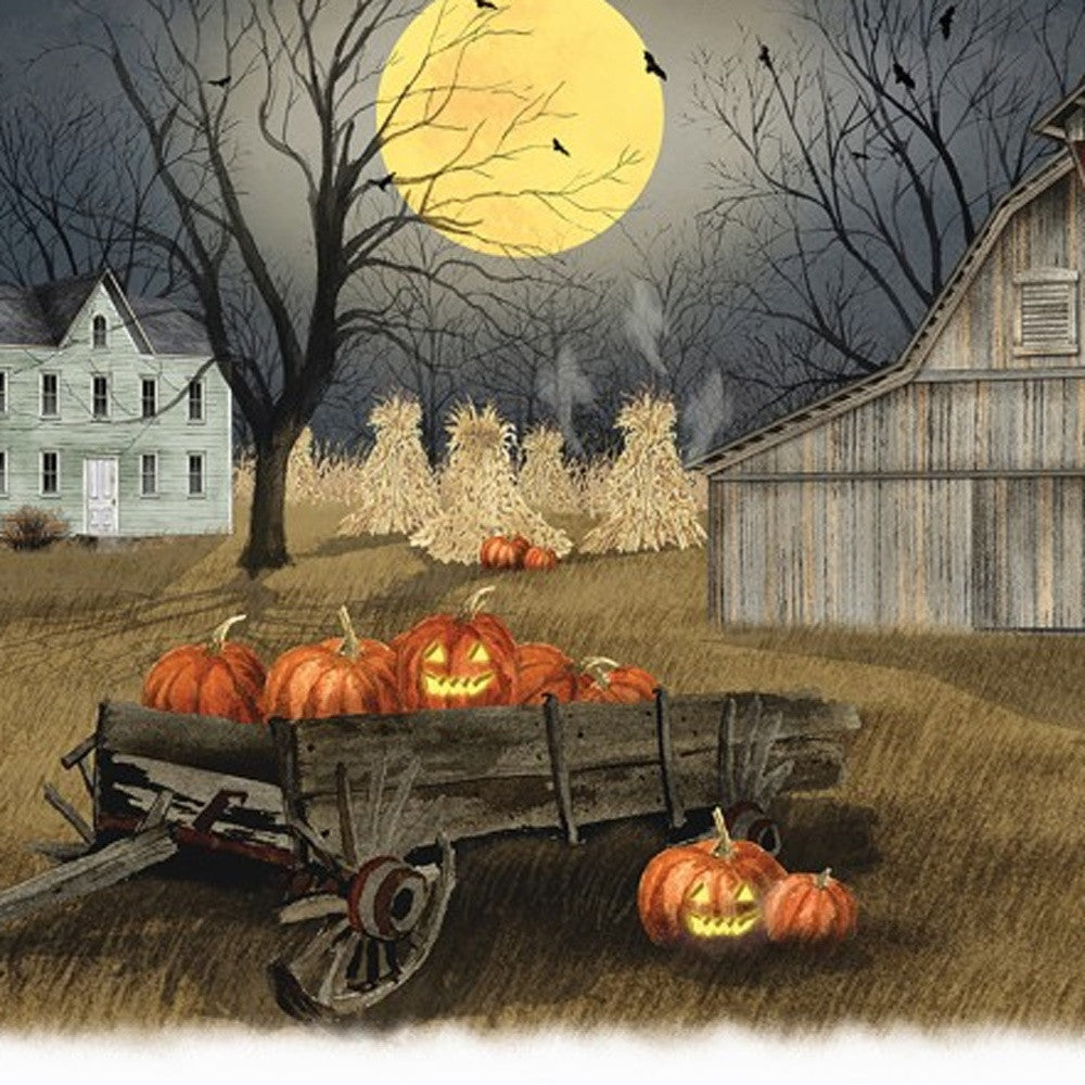 Spooky Harvest Moon 5 White Wrapped Canvas Print Wall Art