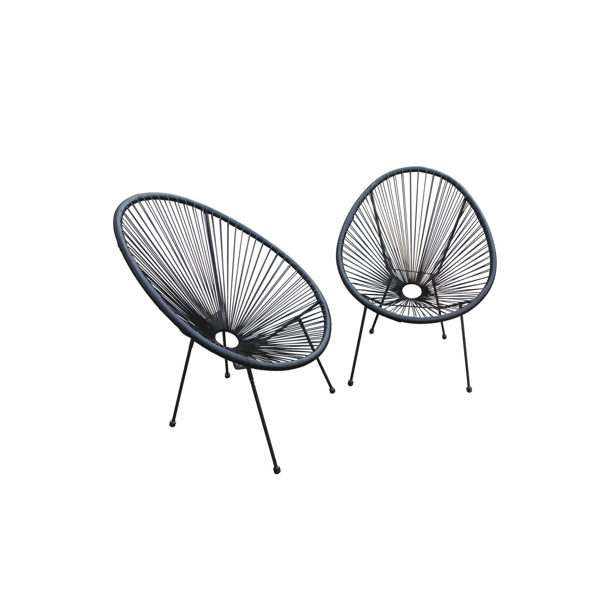 Set of Two Black Mod Indoor Outdoor String Chairs