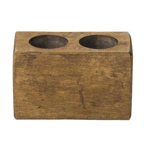 Rustic Brown Two Hole Tabletop Candle Holder