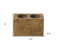 Rustic Brown Two Hole Tabletop Candle Holder