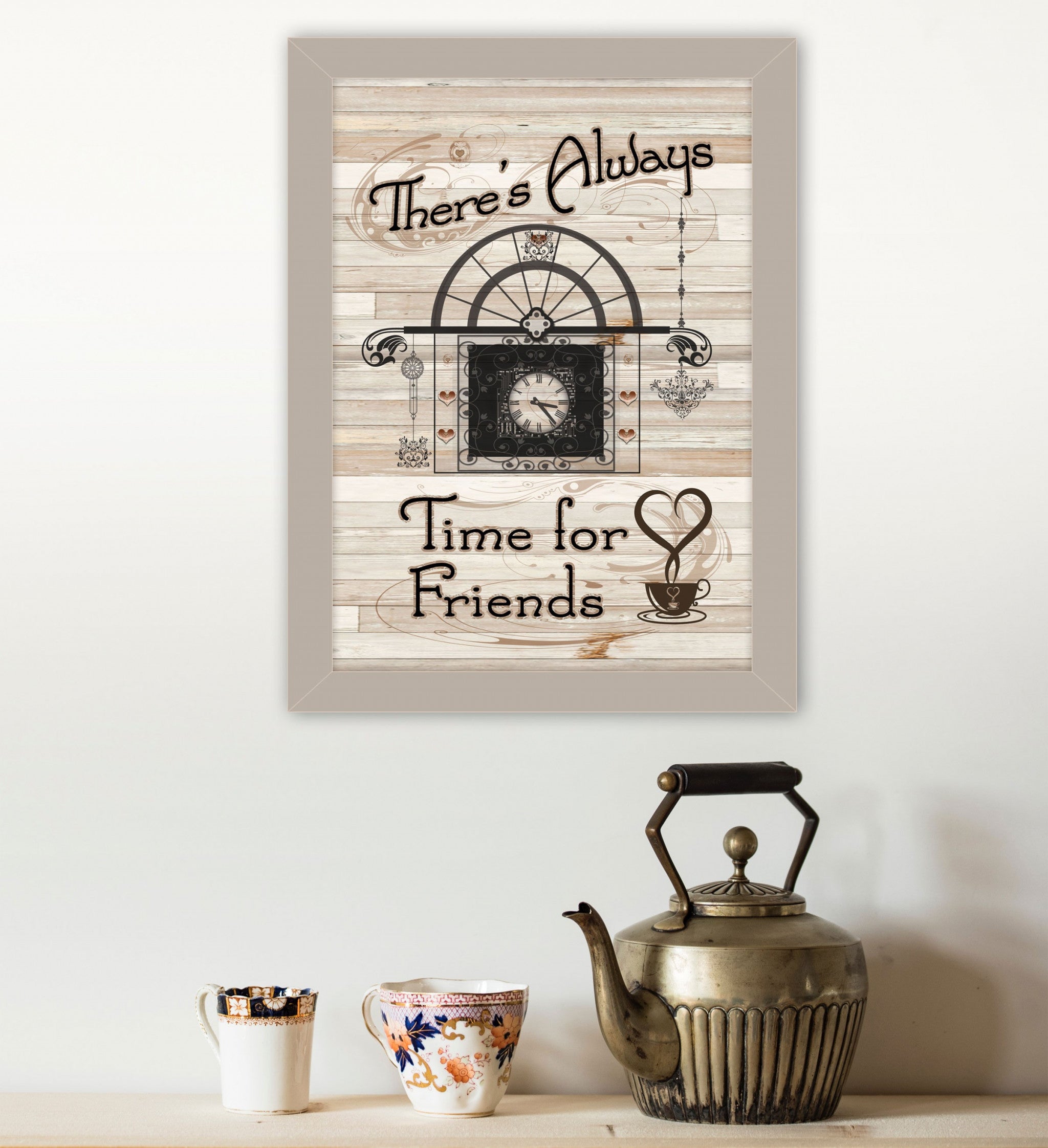 Time For Friends 1 Gray Framed Print Wall Art