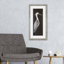 Heron On Black II Silver Picture Frame Print Wall Art