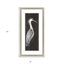 Heron On Black II Silver Picture Frame Print Wall Art
