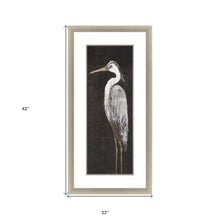 Heron On Black I Framed Art Silver Picture Frame Print Wall Art