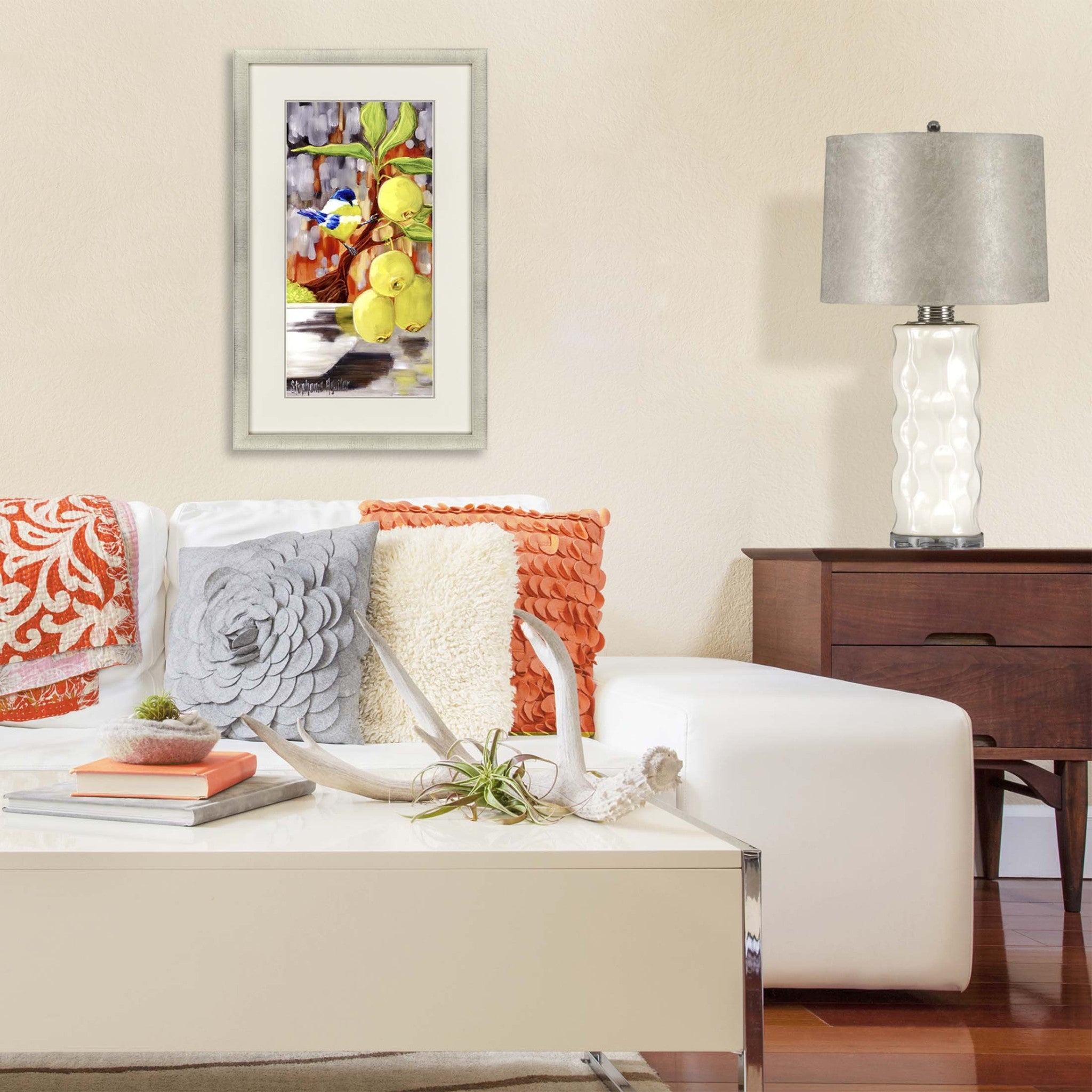 Chickadee With Bonsai Framed Art Gold Picture Frame Print Wall Art