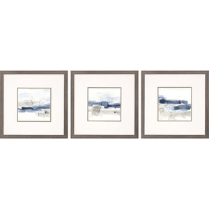 Set Of Three Shoreline Blues I Set Of 3 Framed Art Silver Picture Frame Print Wall Art