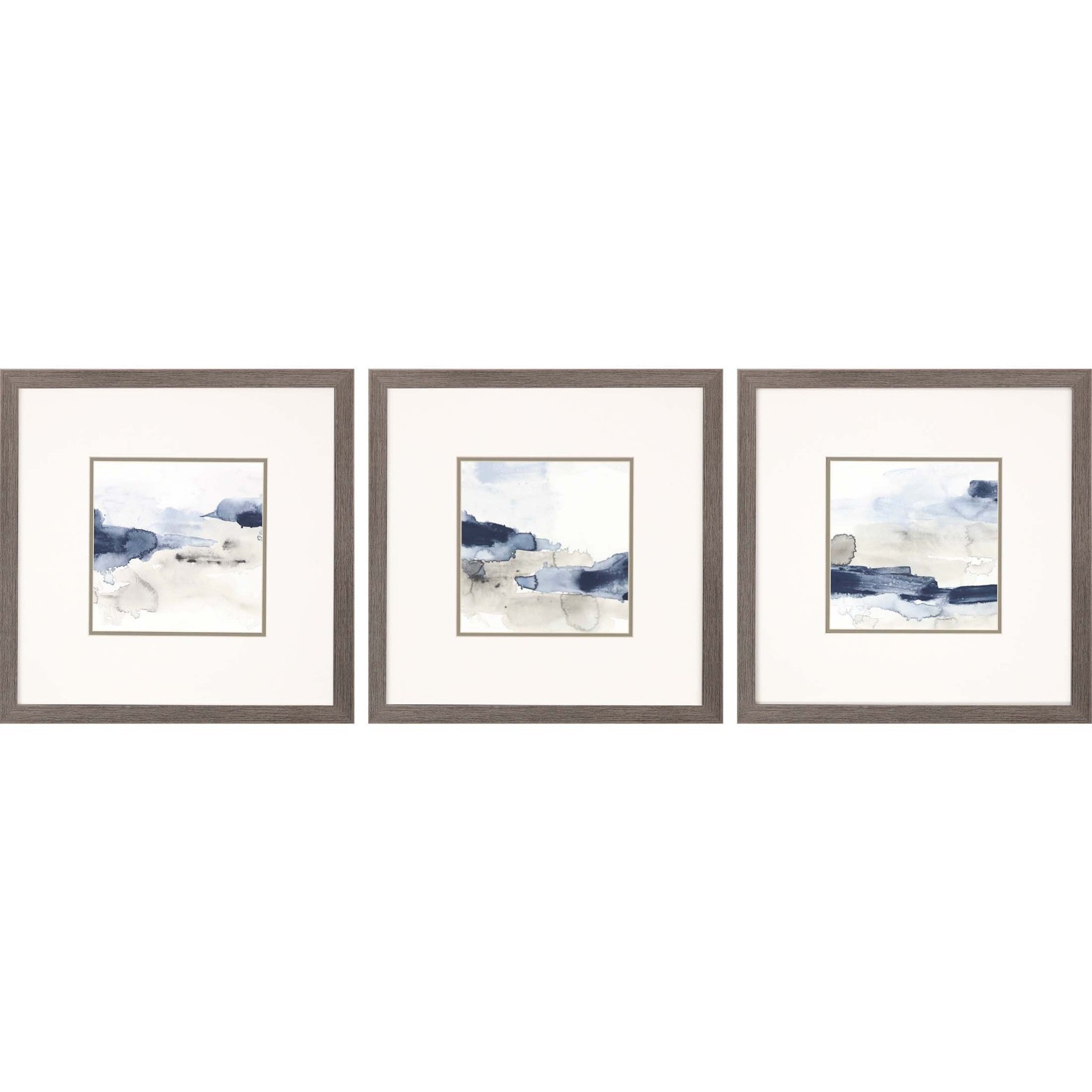 Set Of Three Shoreline Blues Iii Set Of 3 Framed Art Silver Picture Frame Print Wall Art