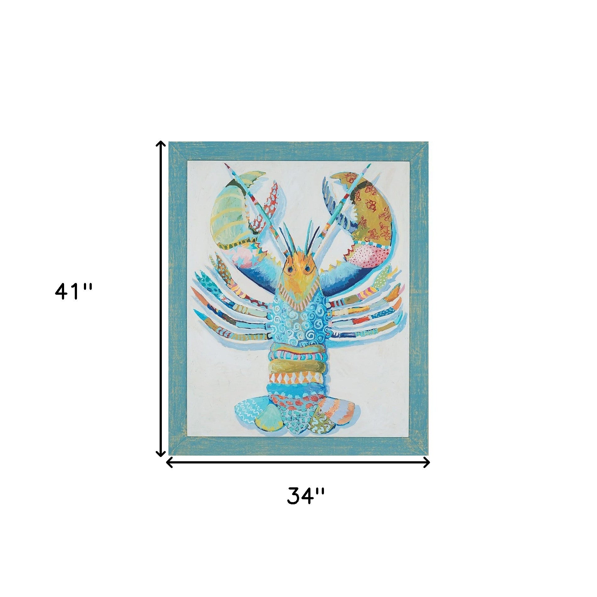 Rock Lobster Framed Art Blue Picture Frame Print Wall Art