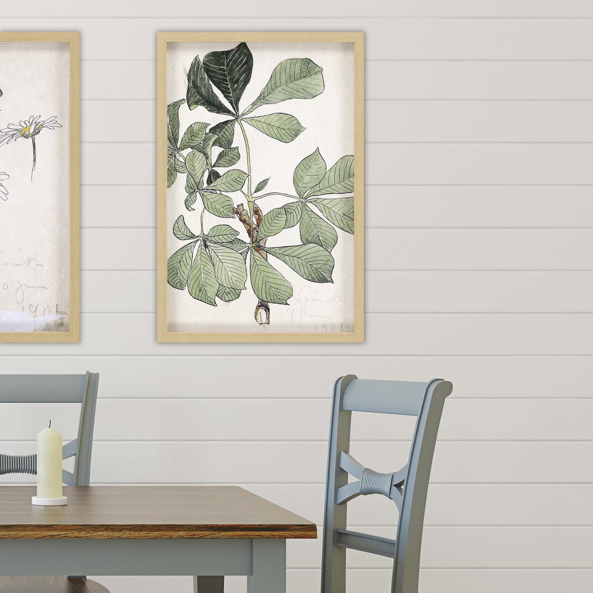 Green Oversized Botanical Brown Shadow Box Framed Wall Art