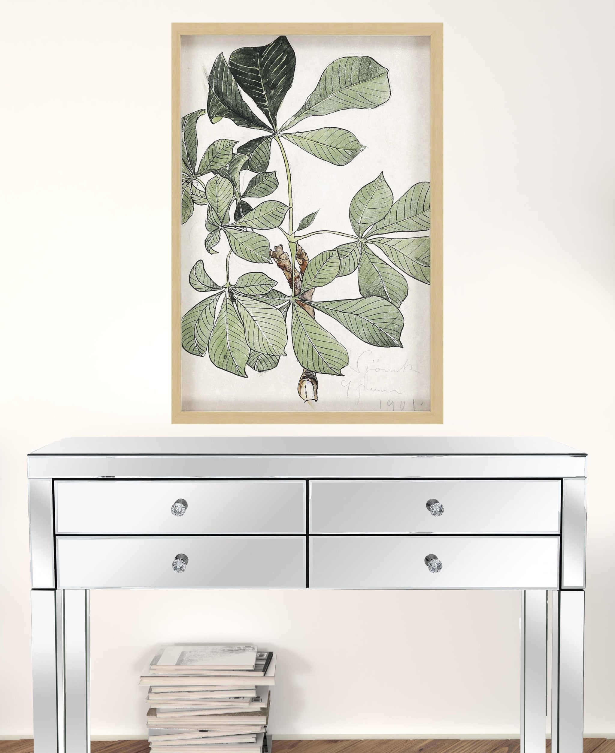 Green Oversized Botanical Brown Shadow Box Framed Wall Art