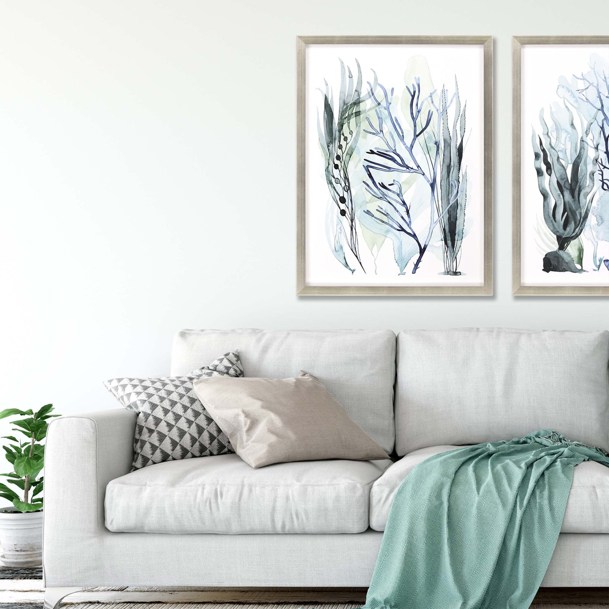 Sea Leaves Iii Framed Art Silver Picture Frame Print Wall Art