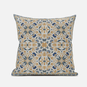 16" X 16" Muted Green Peach Paisley Blown Seam Suede Throw Pillow