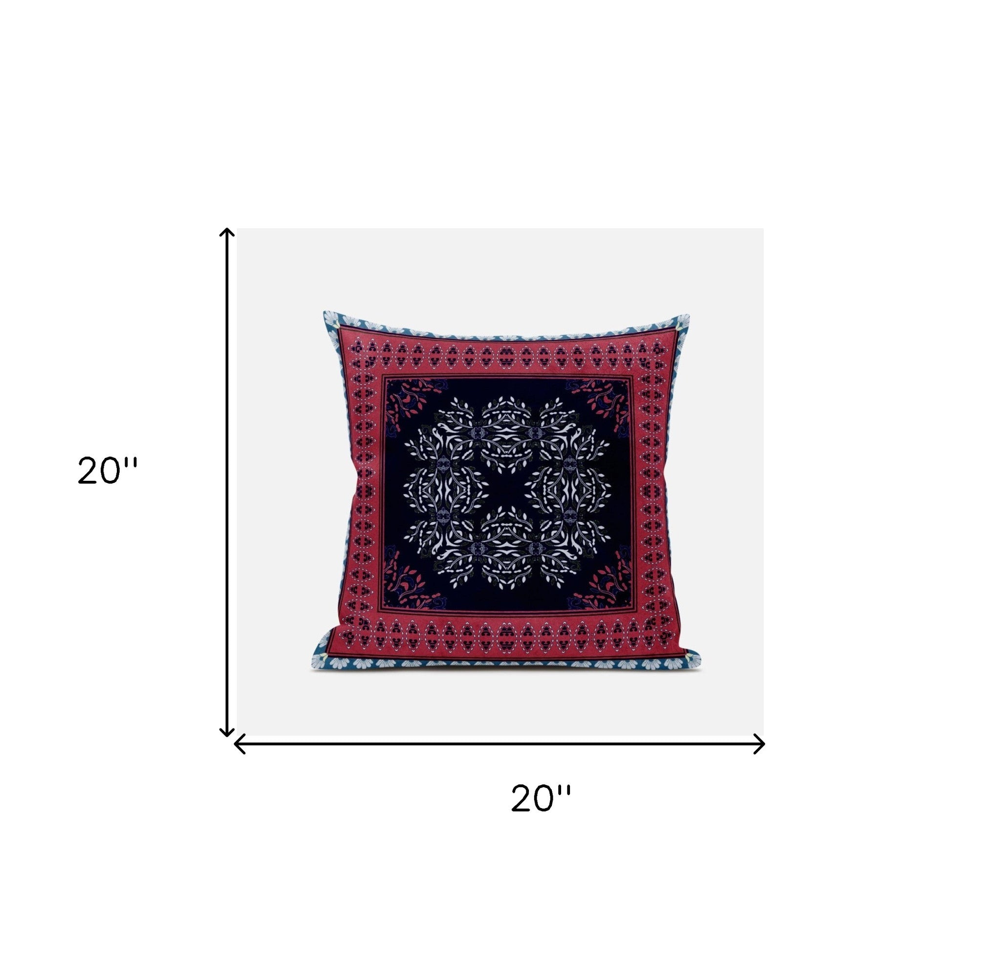 18" X 18" Red Black Geometric Blown Seam Suede Throw Pillow