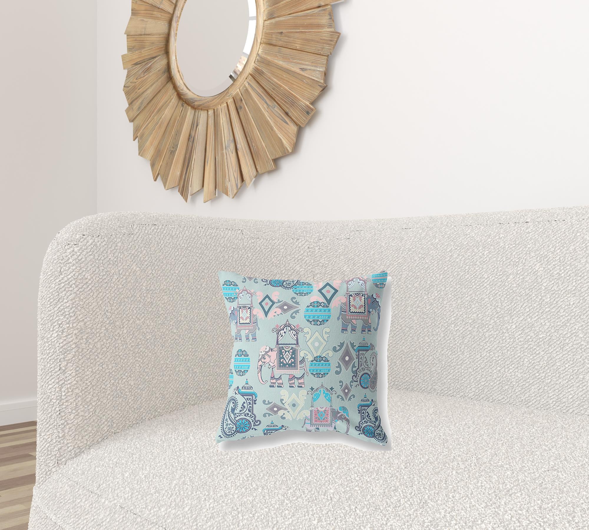 16" X 16" Gray And Pink Paisley Zippered Suede Throw Pillow