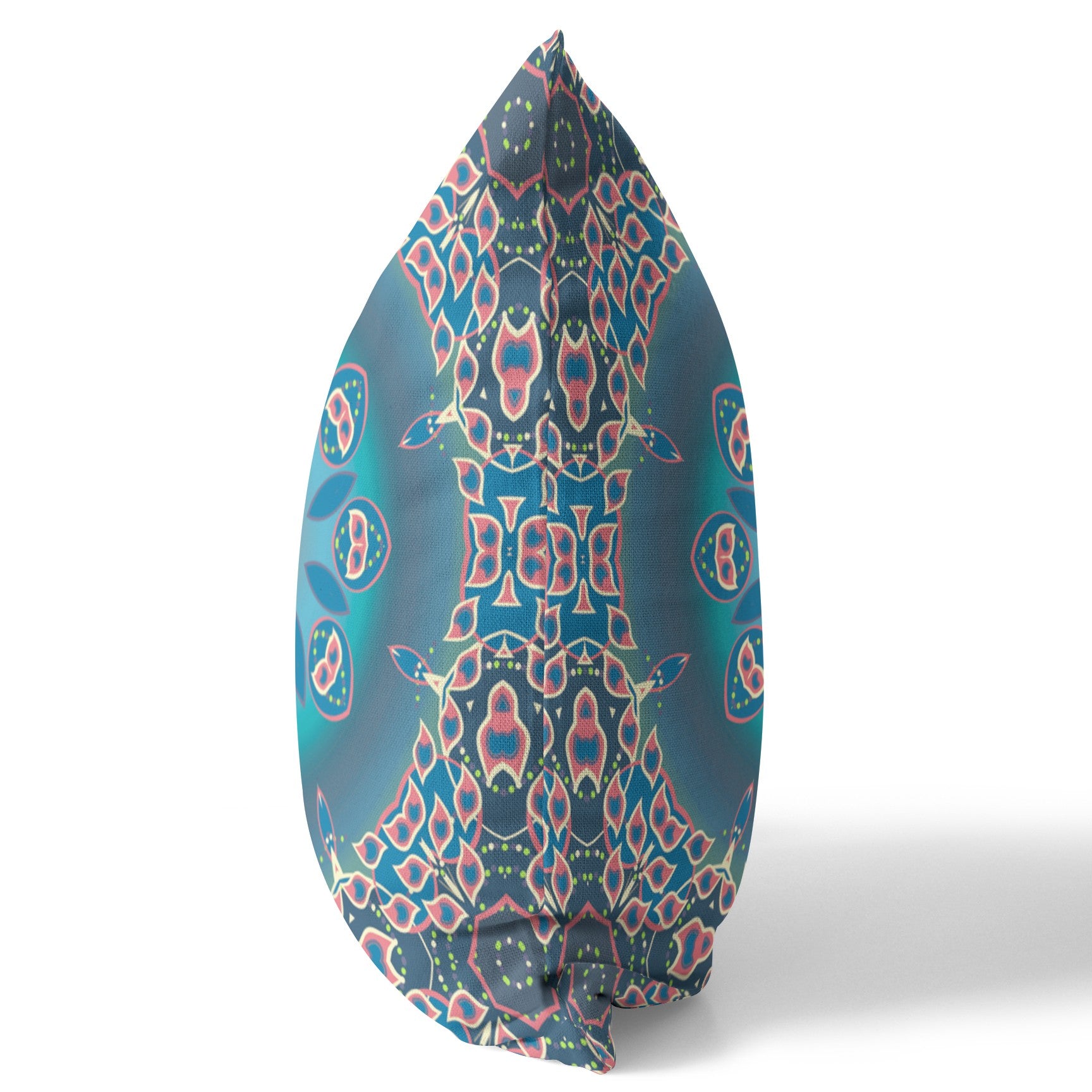 18" X 18" Blue And Pink Geometric Zippered Suede Throw Pillow