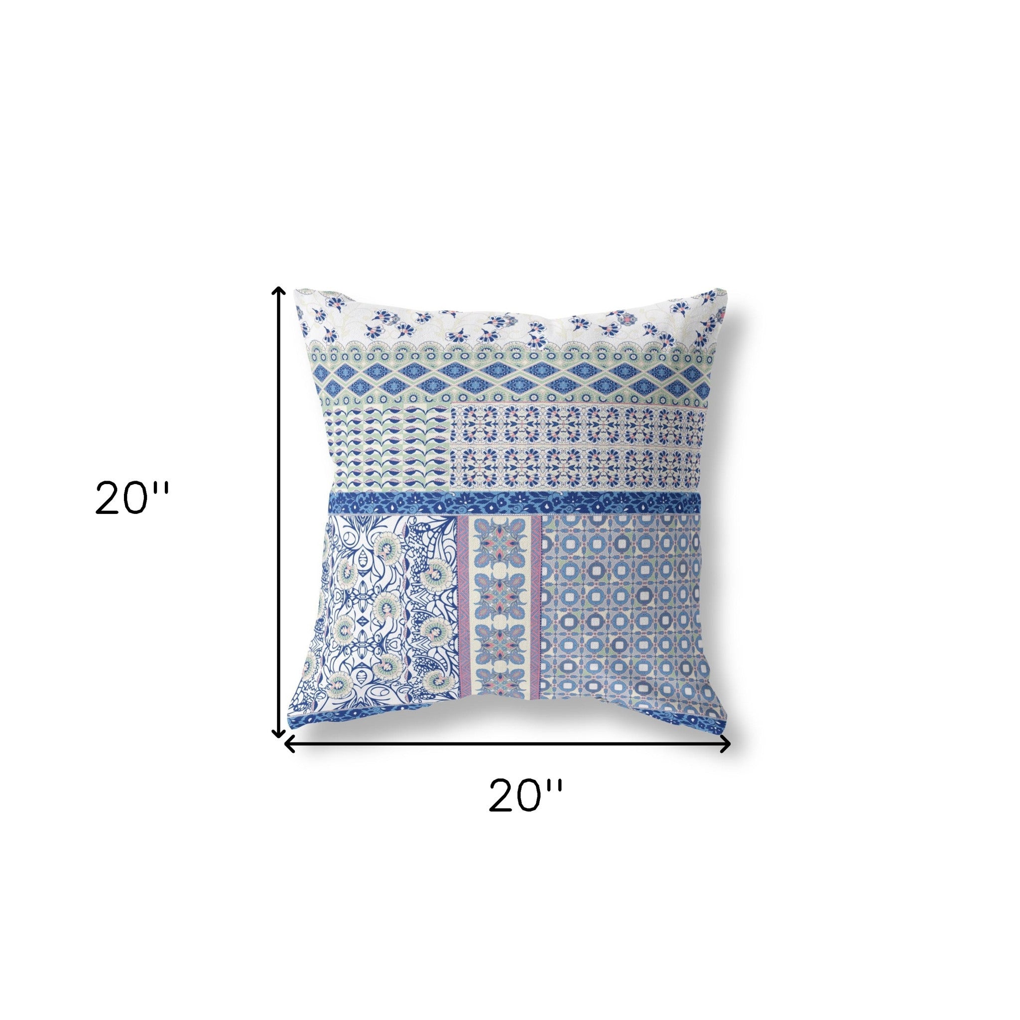 18” Blue Lavender Patch Zippered Suede Throw Pillow