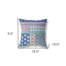 16 英寸藍色粉色貼片拉鍊絨面革抱枕