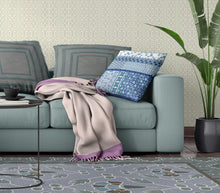 18” Blue White Patch Zippered Suede Throw Pillow