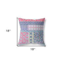 18” Pink Teal Patch Zippered Suede Throw Pillow