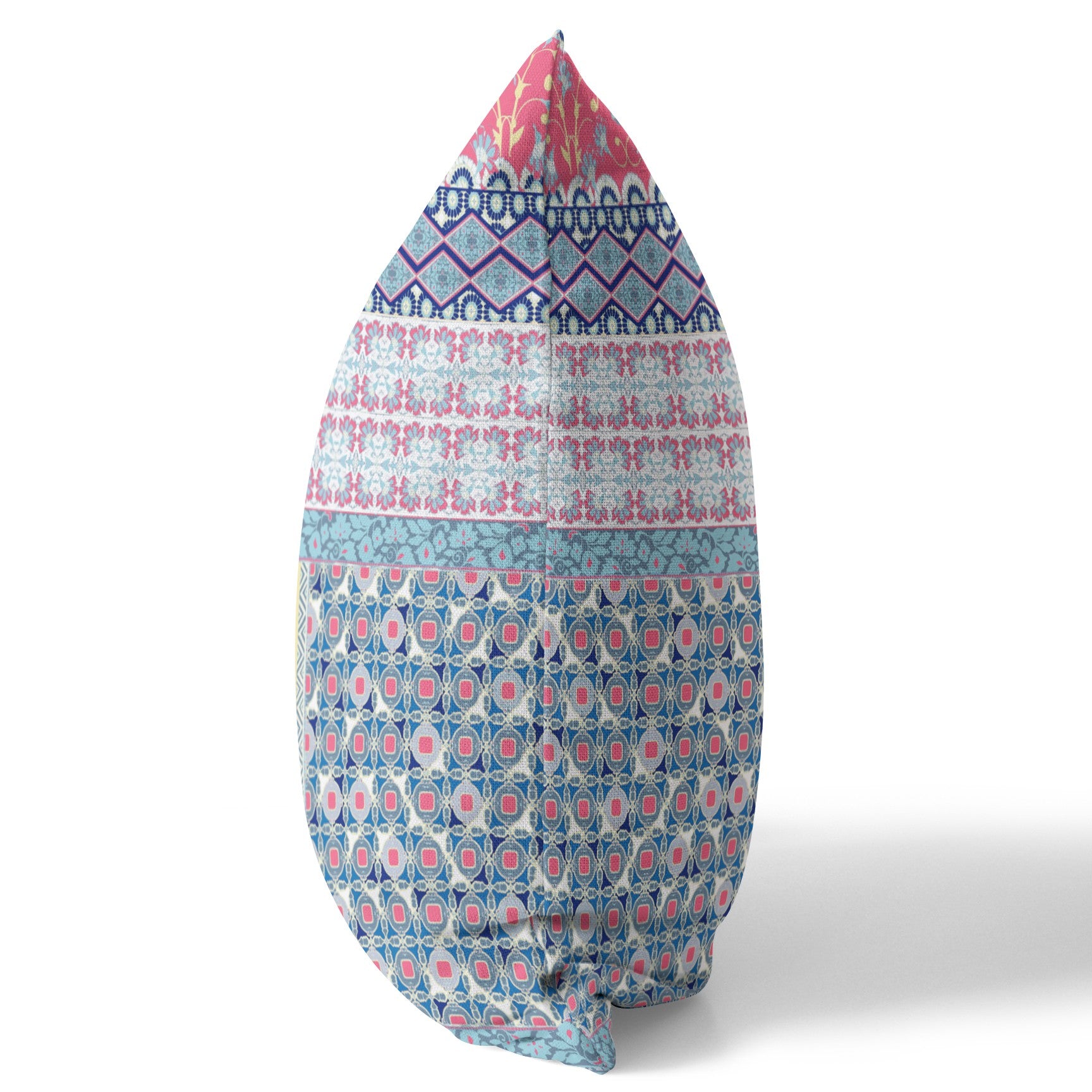 18” Pink Teal Patch Zippered Suede Throw Pillow