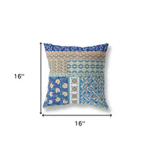 16” Navy Orange Patch Zippered Suede Throw Pillow