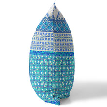 16” Turquoise Blue Patch Zippered Suede Throw Pillow